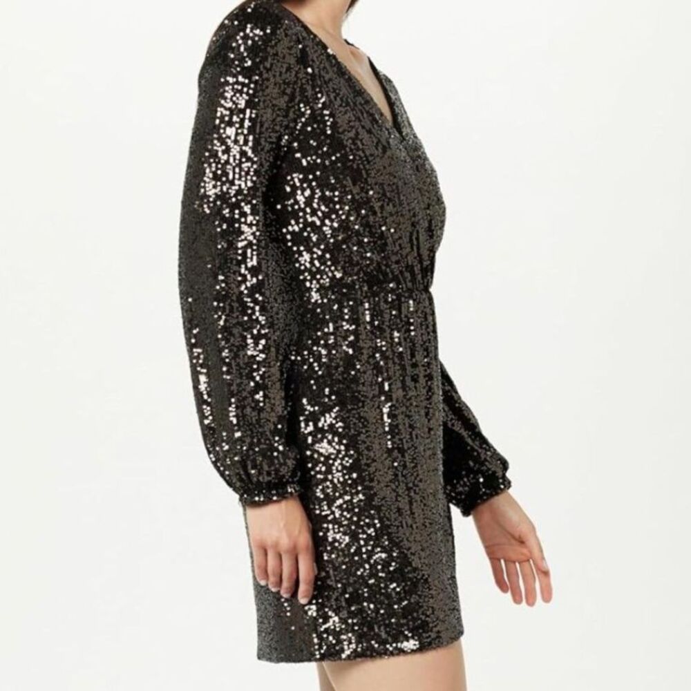 The Drop Sequin Mini Dress XXS | Bronze Glam Party Night Out Holiday Sparkle - Picture 3 of 10
